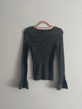Theory Cabled Print Rib Boat Neck Sweater